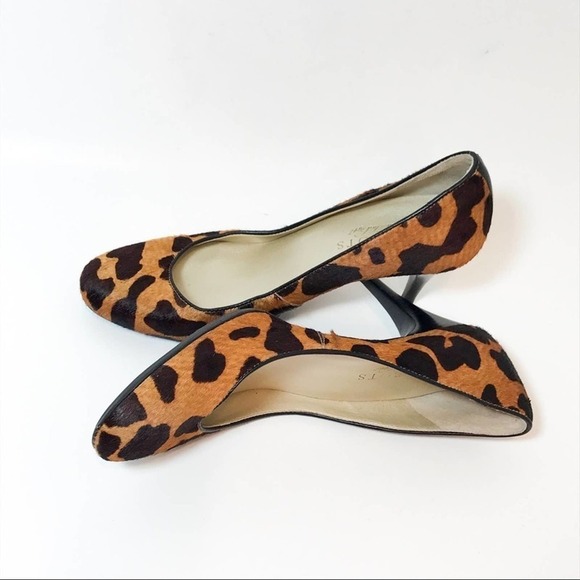 Talbots Brown Calf Hair Animal Print Leather Heels 6 - Picture 8 of 8